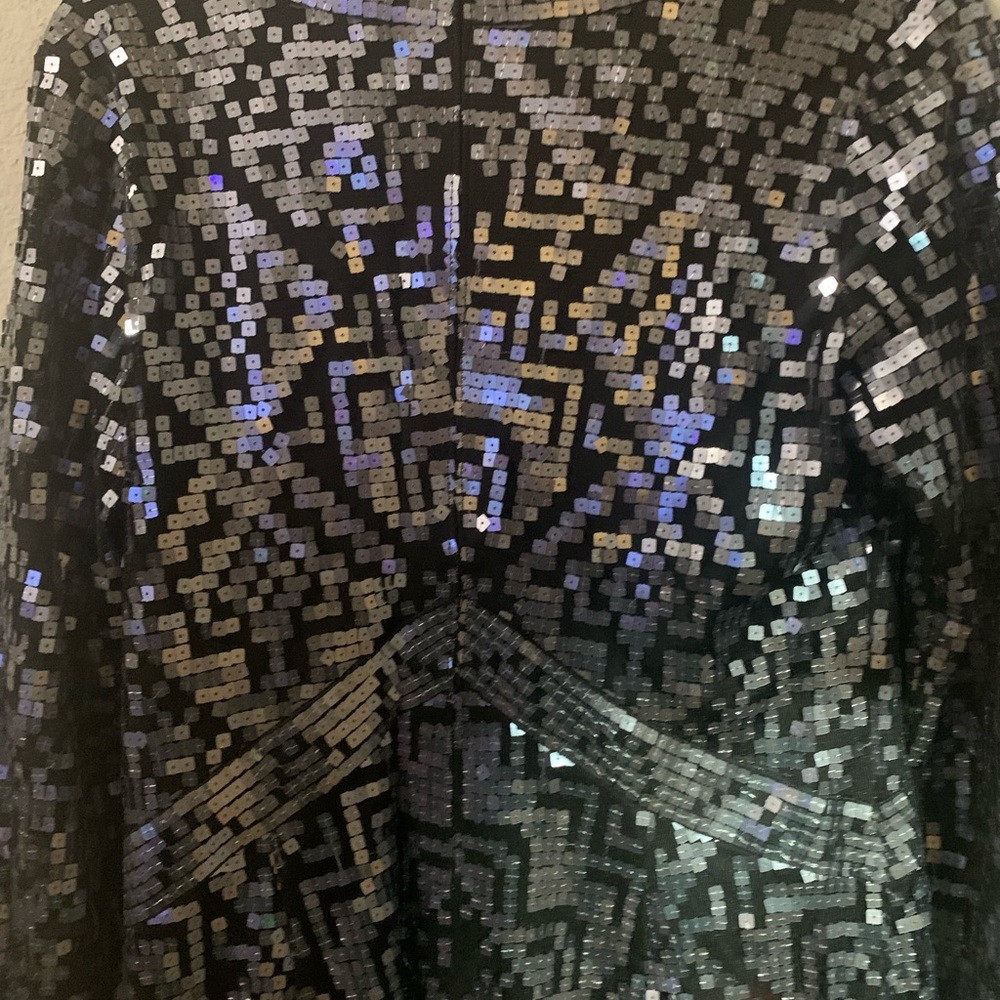 ❌SOLD❌ Tadashi Shoji Geometricaly Sequined Illusion Dress Size 14 - Picture 11 of 11